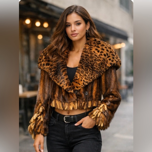 Vinocio Pajaro Jackets & Blazers - Stunning Elegant Leopard Print 100% Designer Mink Fur Jacket